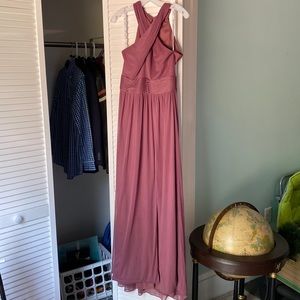 David’s Bridal bridesmaid dress, crisscross style neckline